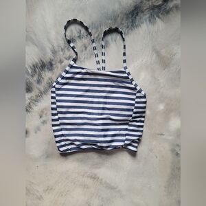 Striped Navy and White Bikini Top